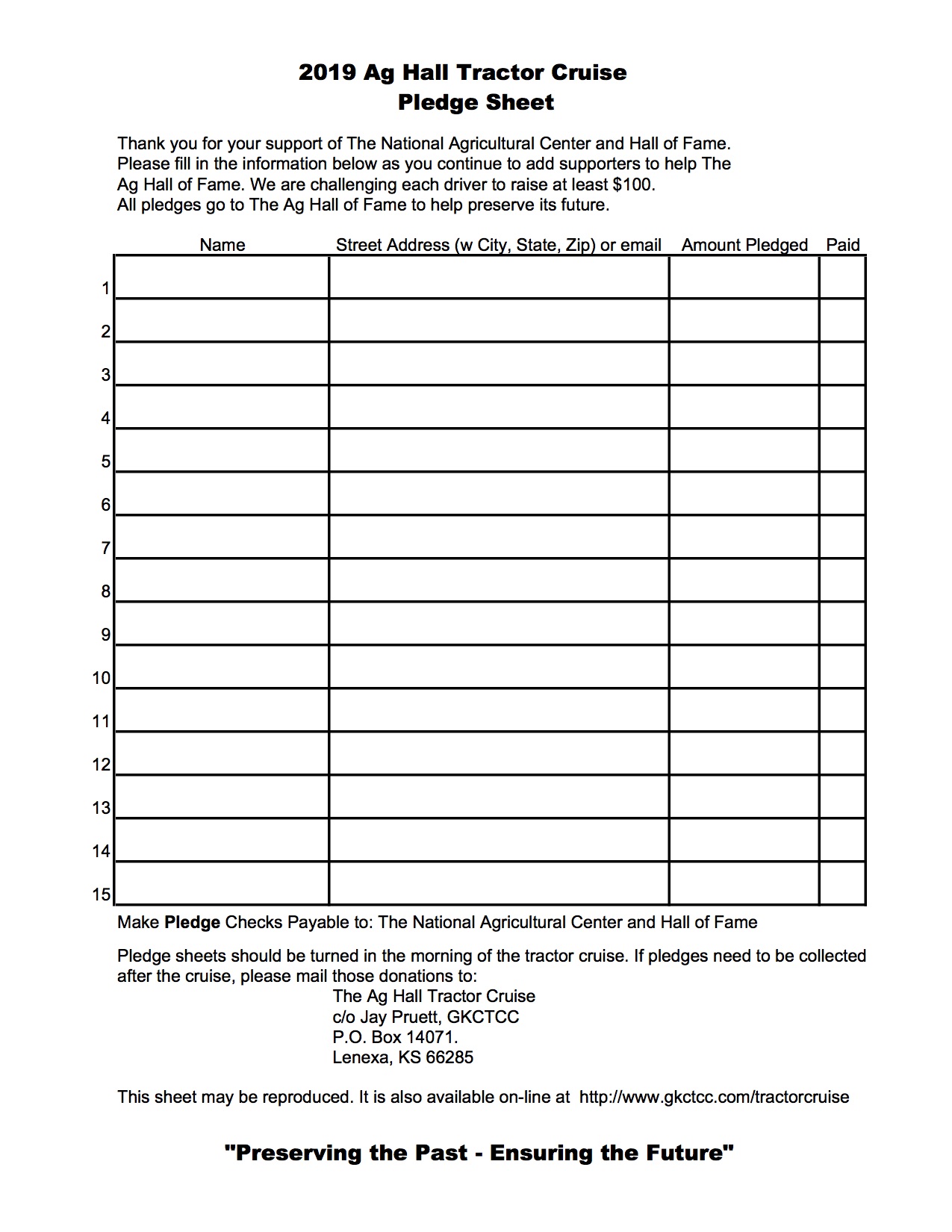 Free Printable Pledge Sheets